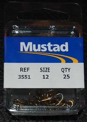 25 Pack Mustad 3551 Size 12 Bronze Ringed Style Treble Hook Hooks  • $5.99