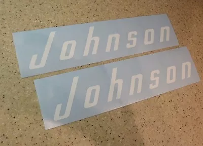 Johnson Vintage Outboard Motor Decals White 2-PAK FREE SHIP + FREE Fish Decal • $12