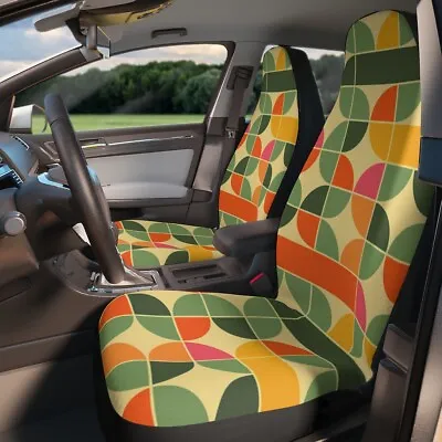 Abstract Hippie Car Seat Covers Vintage Inspired Retro Decor Vehicle Hippie Van  • $67.99