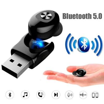 Mini Bluetooth 5.0 Earphone Single Wireless Stereo In-Ear USB Magnetic Charger • $4.99