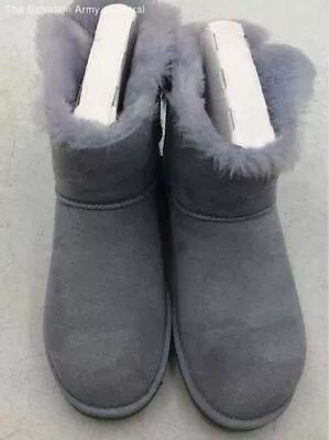 UGG Womens Classic Mini Fluff Blue Suede Pull-On Ankle Snow Boots Size 9 • $15.50