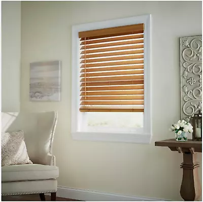 CUSTOM CUT Home Decorators Chestnut 2-1/2 In. Cordless Premium Faux Wood Blind • $49.99