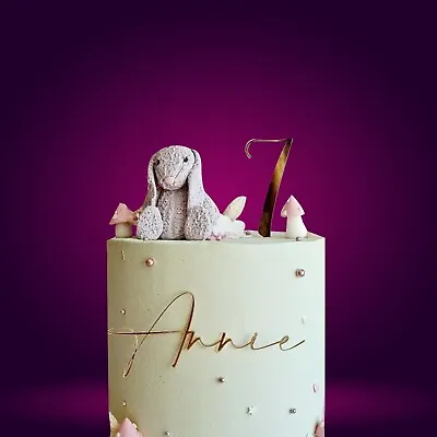 Personalised Cake Charm Birthday Name Age Charm Mirror Acrylic Cake Decor • £9.59