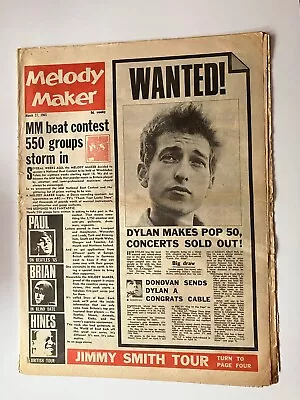 Melody Maker March 27 1965 Bob Dylan Cover • $5