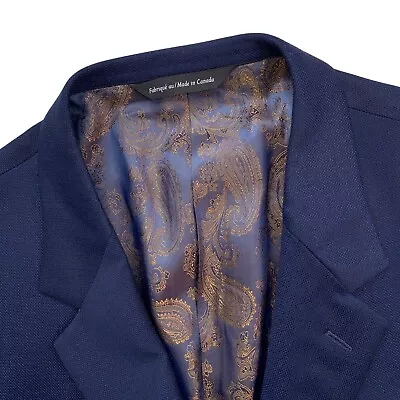 Mint! 54 L Michael Duru By Samuelsohn Royal Navy Blue Hopsack Knit  Wool Blazer • $129.95