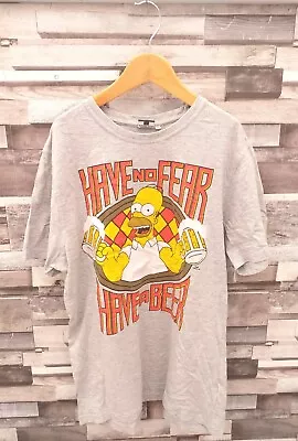 Mens 90's Novelty Homer Simpson Have No Fear Have A Beer Graphic Tshirt Top Uk M • £6.99