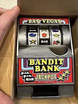 Vintage Radica BANDIT Slot Machine Savings Coin Bank W/ Original Box • $20