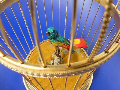 VINTAGE FRENCH BONTEMS SINGING BIRD CAGE BIRD MECHANICAL AUTOMATON (Watch Video) • $3450