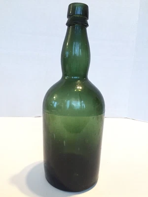 $72.56 • Buy ANTIQUE GREEN LIQUOR GLASS Bottle Hand Blown Into A 3 Piece Mold 1800's, Bubbles