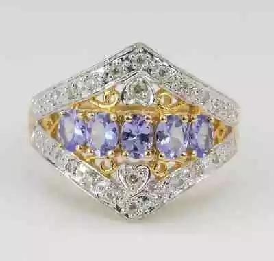 Lab-Created Tanzanite 2.5Ct Oval Engagement Wedding Ring 14K Yellow Gold Plated • $134.99