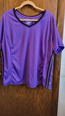 Made For Life Purple Vneck Top Size 3X Short Sleeve Sporty • $11.24