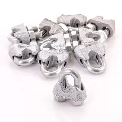 5x WIRE ROPE CLAMPS Marine Steel U Bolt Fastening Clips SMALL 5mm Boat Fixings • £4.69