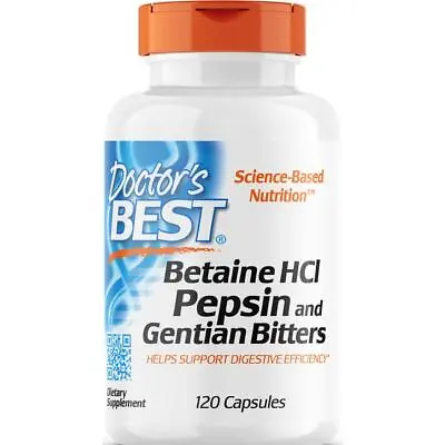 Doctor's Best Betaine Hcl Pepsin & Gentian Bitters 120 Caps • $13.33