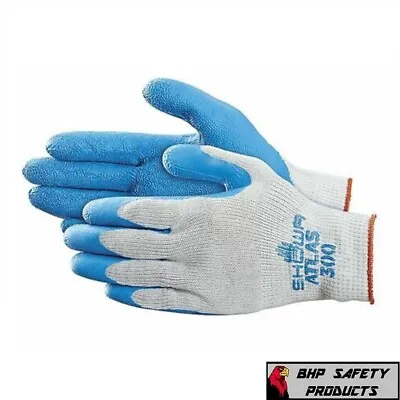 Showa Atlas 300 Latex Rubber Palm Dipped Work Gloves Blue General Purpose • $315