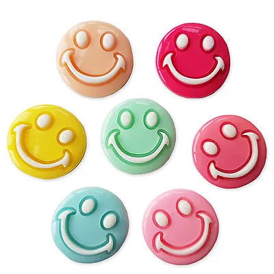 5pcs Smiley Emoji Round Kawaii Acrylic Flatback Cabochons Embellishments Craft • £1.59