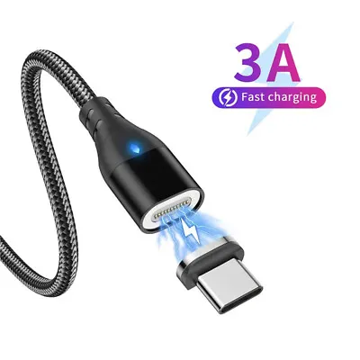 Type C Magnetic 3A LED USB Braided Fast Charger Charging Data Cable For Huawei • $2.99