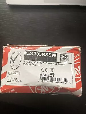 £20 • Buy MK Aspect 32a DP Switch & Neon. Black Insert Brushed Stainless Steel K24305 BSSW