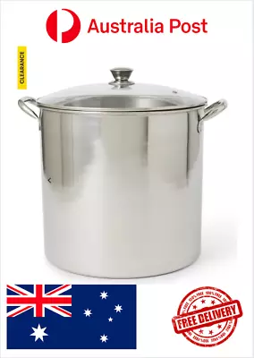 Stockpot 15L Stainless Steel Large Cooking Pot Kitchen Cookware • $39.95