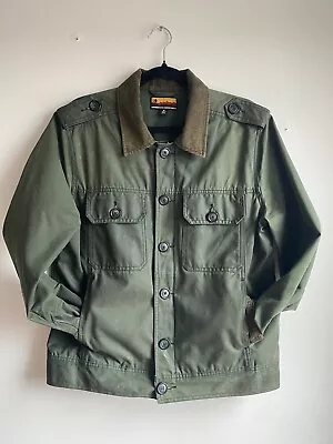 Brookyln Industries Waxed Military Hunting Rain Jacket Green Corduroy Collar • $50