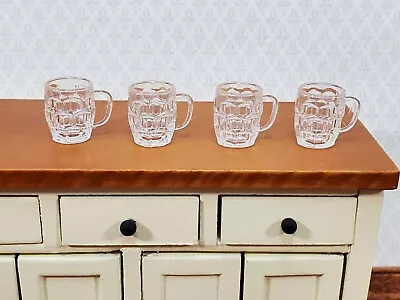 Dollhouse Beer Mugs Set Of 4 Pint Size Empty 1:12 Scale Miniature Dishes Glasses • $5.75