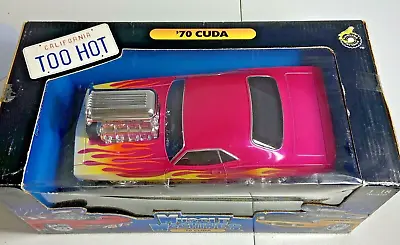 1/18 Scale Muscle Machines 70  Pink With Flames Cuda In Box   • $75.95