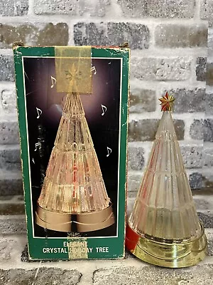 Crystal Holiday Tree Light Up Musical Christmas Tree Gold Base Green/Red  Lights • $26.71