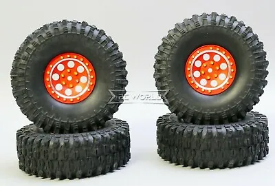 1/10 Scale Metal TRUCK WHEELS 1.9 Beadlock Rims  + 120mm TIRES   - RED - • $29.99