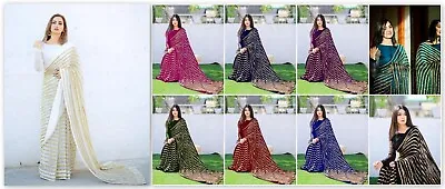 £24.49 • Buy Saree Sari Indian Bollywood Wedding Designer Party Wear Saree Blouse Women MA