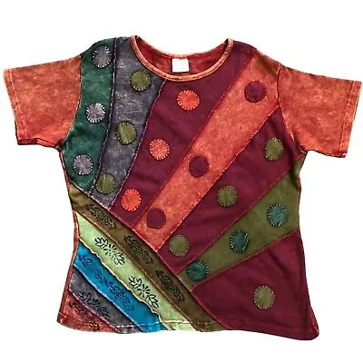 Greater Good Network Mineral Wash Patchwork Top Made In Nepal XXL Art To Wear • $34.99