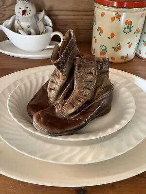 Antique Kids Edwardian Boots Leather VICTORIAN • $55