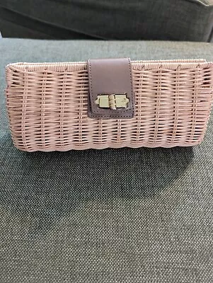 J CREW Rattan Clutch With Leather Accent • $19