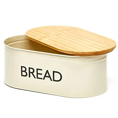 Premium Metal Bread Box With Bamboo Lid Stainless Steel Large Bread Bin Storage  • $32.36