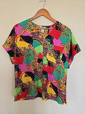 Antibes Womens Large Multicolor Abstract Print  Casual  Top • £23.13