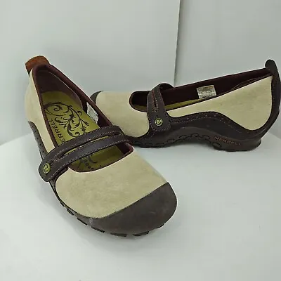 Merrell Plaza Bandeau Dark Taupe Hidden Wedge Mary Jane Slip On Womens 8.5 • $20.30