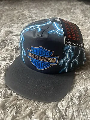 Harley Davidson Vintage Lightning Gold Glitter Aop Hat NOS With Tags Rare!!! • $269.99