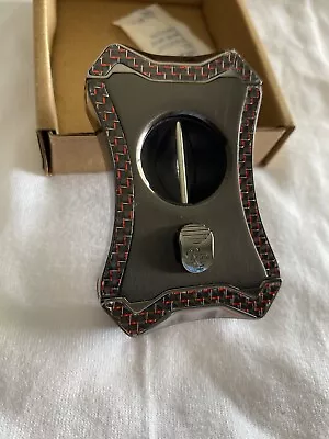 Rocky Patel Viper V-Cut Cigar Cutter - Gunmetal And Red Carbon Fiber - New • $59