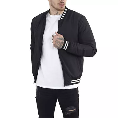 Mens Bomber Jacket Brave Soul Zip Collar Casual Varsity Lightweight Outdoor Coat • £19.99