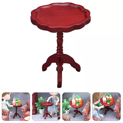  Red Wood Lace Small Round Table Mother Dolls House Dressing • £6.48