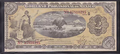 1914 - Gobierno Provisional De Mexico - Two Pesos Note - Series-G • $8.99