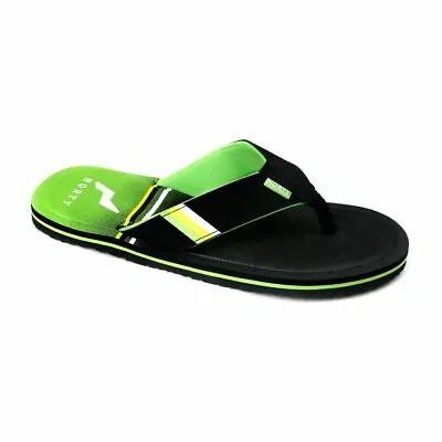 Norty Men's Black/Green Flip Flops Size 8 To 13 • $12.95