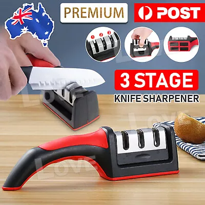 Knife Sharpener 3 Stage Kitchen Chef Diamond Sharp Knives Scissor Sharpening • $8.95