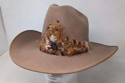 Vintage Morris West Original Cowboy Hat Western Wool Felt Feather Men's 7 1/4 • $99.99