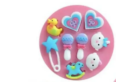 Baby Shower Silicone Icing Mould Baking Chocolate Cake Topping  Sugar Craft • £2.85