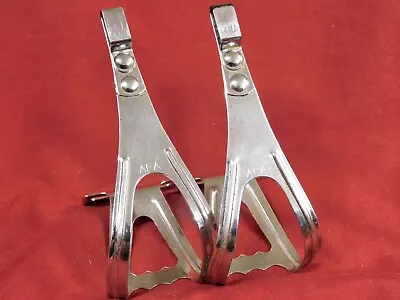 1 Pair 1970's Vintage ATA Size Medium Chrome Steel Toe Clips 54 M Made In France • $18.95