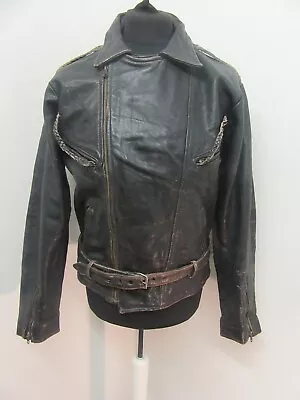 Vintage Motorcycle 80's Bikers Leather Rockers Jacket Size L Ace Patina • $74.53