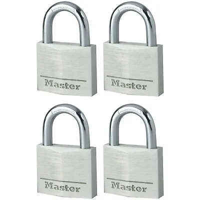 Master Lock 9140EURQNOP Aluminium 40mm Padlock 4-Pin - Keyed Alike X 4 • £20.85