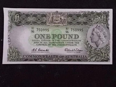 Australian £1 One Pound Note Coombs Wilson R34B 1961 HJ96 750995 • $150