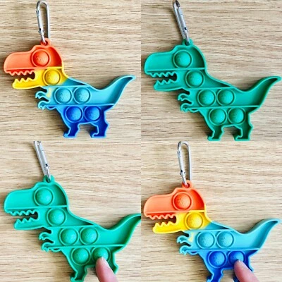 £4.29 • Buy Keyring Pop Popper Fidget Toy Push It Poppet Bubble Pop Autism Anxiety Dino 