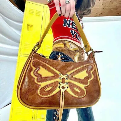 Vintage Brown Butterfly Handbag Cute Shoulder Bag  Bag Trendy Armpit Bag • $46.14