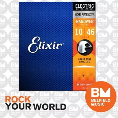 $22.99 • Buy Elixir 12052 Electric Guitar Strings Nanoweb Light 10-46 E-NW-L